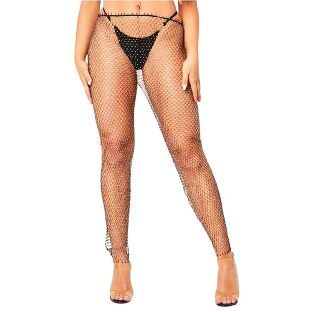 Missy Empire Womens/Ladies Mesh Diamante Pants / Black
